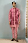 Buy_Arihant Rai Sinha_Pink Woven Acanthus Bloom Bundi Kurta Set _at_Aza_Fashions