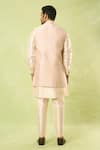 Shop_Arihant Rai Sinha_Cream Jacquard, , Satin Woven Acanthus Blossom Bundi Kurta Set _at_Aza_Fashions