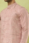 Arihant Rai Sinha_Pink Viscose Sequins, Mirrors, Embroidery Bundi Kurta Set _Online_at_Aza_Fashions
