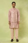 Buy_Arihant Rai Sinha_Pink Viscose Sequins, Mirrors, Embroidery Bundi Kurta Set _Online_at_Aza_Fashions