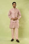 Shop_Arihant Rai Sinha_Pink Viscose Sequins, Mirrors, Embroidery Bundi Kurta Set _Online_at_Aza_Fashions