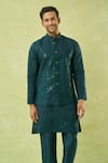 Buy_Arihant Rai Sinha_Green Viscose Sequins, Mirrors, Embroidery Bundi Kurta Set 