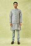 Buy_Arihant Rai Sinha_Gray Sequin Mirror Embroidered Bundi Kurta Set _Online_at_Aza_Fashions