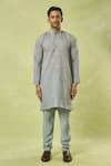 Shop_Arihant Rai Sinha_Gray Sequin Mirror Embroidered Bundi Kurta Set _Online_at_Aza_Fashions