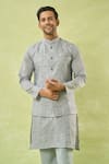 Shop_Arihant Rai Sinha_Gray Sequin Mirror Embroidered Bundi Kurta Set 