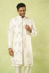 Arihant Rai Sinha_White Sequins Geometric Embroidered Sherwani Set_Online_at_Aza_Fashions