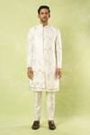 Shop_Arihant Rai Sinha_White Sequins Geometric Embroidered Sherwani Set_Online_at_Aza_Fashions