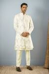 Buy_Arihant Rai Sinha_White Sequins Geometric Embroidered Sherwani Set_at_Aza_Fashions