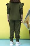 Shop_Petite Pomme_Green Cotton Bow Detailed Frilled Top And Jogger Set _at_Aza_Fashions