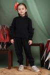 Buy_Petite Pomme_Black Cotton Ruffles Frilled Top And Jogger Set _at_Aza_Fashions