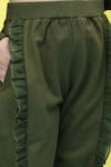 Samyukta Singhania_Green Cotton Frilled Full Sleeve Top And Jogger Set _at_Aza_Fashions