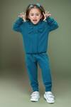 Buy_Samyukta Singhania_Blue Cotton Bow Detail Full Sleeve Top And Jogger Set _at_Aza_Fashions