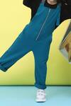 Petite Pomme_Blue Cotton Aqua Front Zip Jumpsuit Set _Online_at_Aza_Fashions