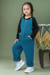 Buy_Petite Pomme_Blue Cotton Aqua Front Zip Jumpsuit Set _at_Aza_Fashions