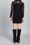 Shop_Petite Pomme_Black Viscose Sheer Sleeve Short Dress _at_Aza_Fashions