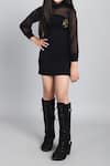 Shop_Petite Pomme_Black Viscose Sheer Sleeve Short Dress _Online_at_Aza_Fashions