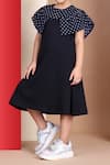 Buy_Petite Pomme_Blue Cotton Sailor Dress With Polka Dot Cape _Online_at_Aza_Fashions