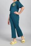 Shop_Petite Pomme_Blue Cotton Fabric Flowers Flared Sleeve Jumpsuit _Online_at_Aza_Fashions