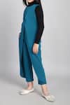 Buy_Petite Pomme_Blue Cotton Single Button French Terry Jumpsuit _Online_at_Aza_Fashions
