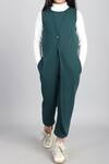 Petite Pomme_Blue Cotton Single Button French Terry Jumpsuit _Online_at_Aza_Fashions