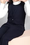 Buy_Samyukta Singhania_Blue Cotton Single Button French Terry Jumpsuit _Online_at_Aza_Fashions