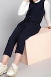 Shop_Samyukta Singhania_Blue Cotton Single Button French Terry Jumpsuit _Online_at_Aza_Fashions