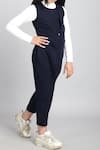 Samyukta Singhania_Blue Cotton Single Button French Terry Jumpsuit _at_Aza_Fashions