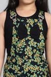 Buy_Samyukta Singhania_Black Cotton, Viscose Bows Printed Lycra Dungarees And T-shirt Set 