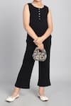Buy_Samyukta Singhania_Black Cotton Ribbed Co-ord Set With Buttons _Online_at_Aza_Fashions