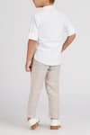 Shop_Petite Pomme_White Cotton, Linen Boys Short Kurta Set With Beige Pants _at_Aza_Fashions