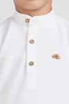 Shop_Petite Pomme_White Cotton, Linen Boys Short Kurta Set With Beige Pants _Online_at_Aza_Fashions