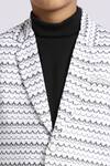 Petite Pomme White Polyester Stripe Pattern Blazer at Aza Fashions Petite Pomme_White Polyester Stripe Pattern Blazer _at_Aza_Fashions