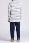 Shop Petite Pomme White Polyester Stripe Pattern Blazer at Aza Fashions Shop_Petite Pomme_White Polyester Stripe Pattern Blazer _at_Aza_Fashions