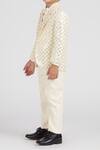 Petite Pomme_Cream Polyester, Cotton Satin Sequins Boys Suit Set_Online_at_Aza_Fashions