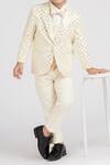 Shop_Petite Pomme_Cream Polyester, Cotton Satin Sequins Boys Suit Set_Online_at_Aza_Fashions