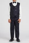 Buy_Petite Pomme_Navy Polyester, Cotton Satin Blue Solid 5 Pcs Suit Set _Online_at_Aza_Fashions