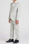 Buy_Arihant Rai Sinha_White Polyester, Cotton Satin Pista Green Solid 5 Pcs Suit Set _Online_at_Aza_Fashions