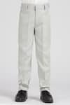 Buy_Arihant Rai Sinha_White Polyester, Cotton Satin Pista Green Solid 5 Pcs Suit Set _Online