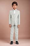Buy_Arihant Rai Sinha_White Polyester, Cotton Satin Pista Green Solid 5 Pcs Suit Set _at_Aza_Fashions