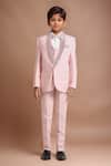 Buy_Arihant Rai Sinha_Pink Polyester, Cotton Satin Sequins 5 Pcs Island Royal Suit Set _at_Aza_Fashions