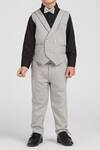 Petite Pomme_Black Cotton Satin, Polyester Elegant Grey Kids Suit Set _at_Aza_Fashions