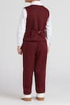 Shop_Arihant Rai Sinha_White Cotton Satin, Polyester Maroon Kids Suit Set With Printed Shirt _at_Aza_Fashions
