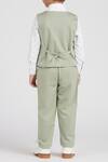 Shop_Petite Pomme_White Cotton Satin, Polyester Olive Green Kids Suit Set _at_Aza_Fashions