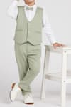 Shop_Petite Pomme_White Cotton Satin, Polyester Olive Green Kids Suit Set _Online_at_Aza_Fashions