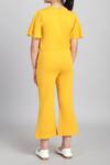 Shop_Petite Pomme_Yellow Cotton Fabric Flowers Flared Sleeve Jumpsuit _at_Aza_Fashions