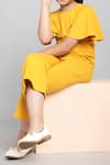 Shop_Petite Pomme_Yellow Cotton Fabric Flowers Flared Sleeve Jumpsuit _Online_at_Aza_Fashions