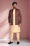Buy_Arihant Rai Sinha_Cream Silk Mandarin Collar Kurta _at_Aza_Fashions
