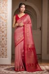 Buy_Samyukta Singhania_Pink Zari Woven Banarasi Satin Silk Saree _at_Aza_Fashions