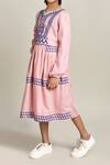 Samyukta Singhania_Pink Fit And Flare Cotton Dress For Girls _Online_at_Aza_Fashions