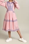 Shop_Samyukta Singhania_Pink Fit And Flare Cotton Dress For Girls _Online_at_Aza_Fashions